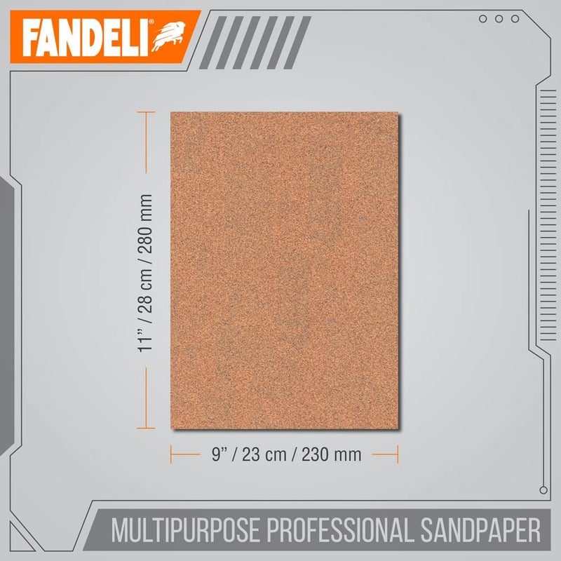 Fandeli | Multi-Purpose Sandpaper | 60 Grit | 25 Sheets of 9'' x 11'' | Metal and Wood Sandpaper | Wall Sandpaper | Hand Sanding | Orbital Sanders - Image 3